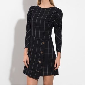 Shoshanna Collection Fall ‘18 Black Plaid Long Sleeve Mini Dress size 6